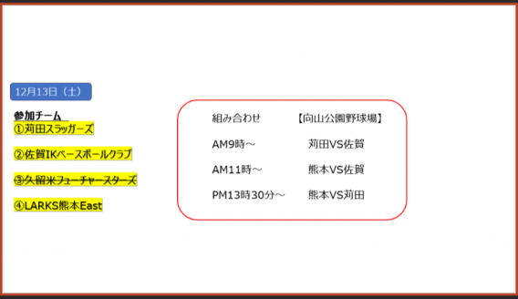 【お知らせ】第一回 軟式クラブチームチャレンジカップ交流戦2日目